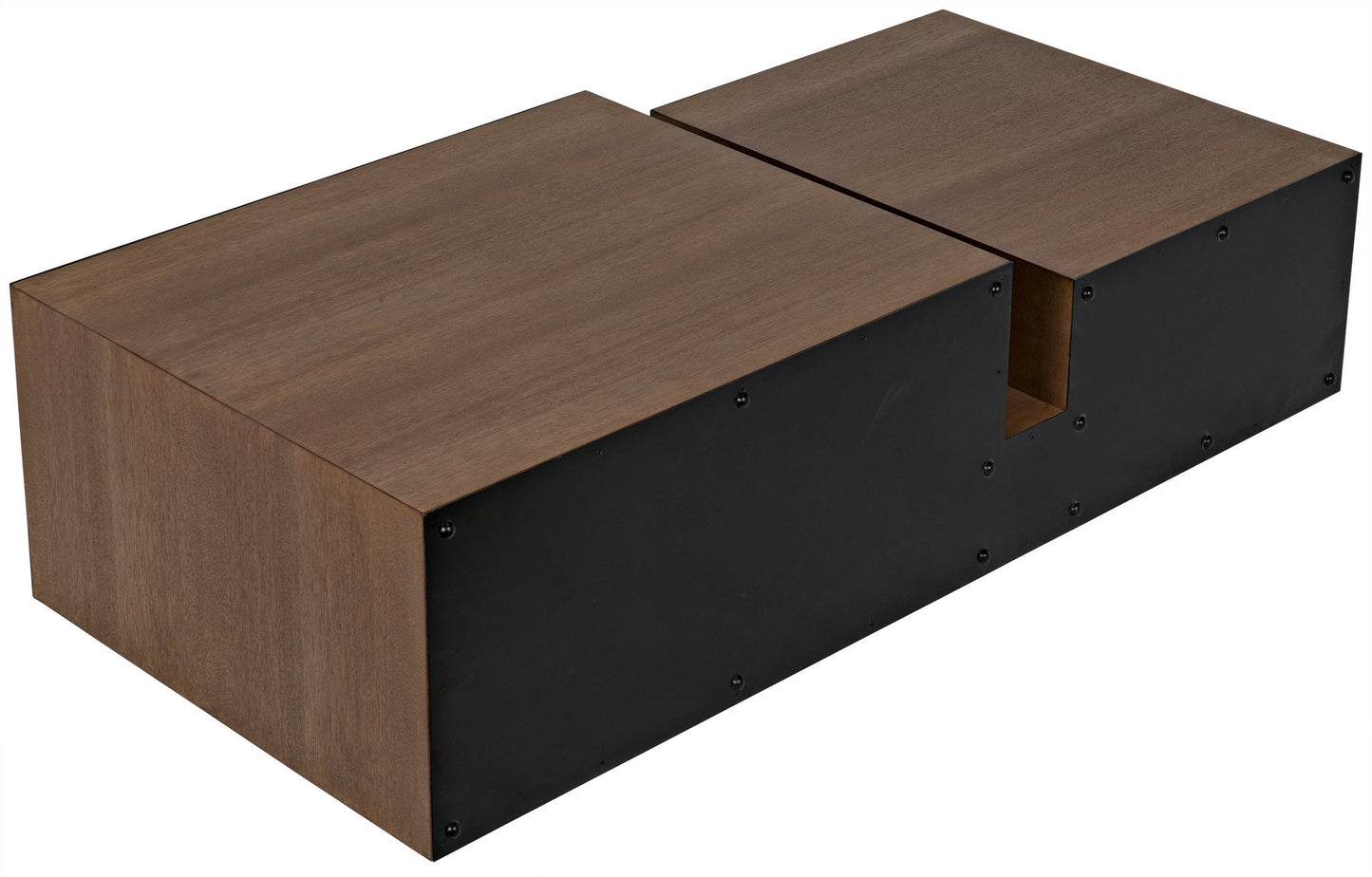 Nido Wood and Black Steel Rectangle Coffee Table-Coffee Tables-Noir-Sideboards and Things