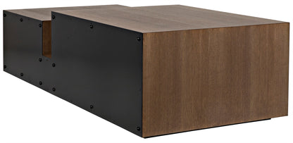 Nido Wood and Black Steel Rectangle Coffee Table-Coffee Tables-Noir-Sideboards and Things