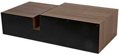 Nido Wood and Black Steel Rectangle Coffee Table-Coffee Tables-Noir-Sideboards and Things