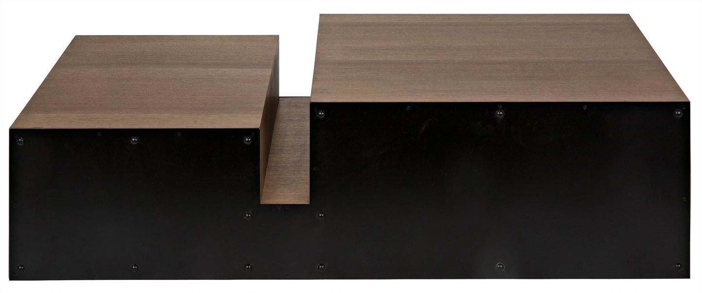 Nido Wood and Black Steel Rectangle Coffee Table-Coffee Tables-Noir-Sideboards and Things