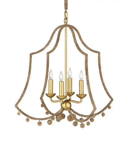 Nimes Lampakanay Rope Wrapped Gold Chandelier