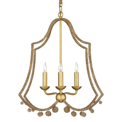 Nimes Lampakanay Rope Wrapped Gold Chandelier