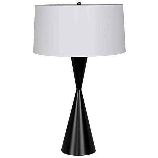 Noble Black Steel Table Lamp with Shade-Table Lamps-Noir-Sideboards and Things