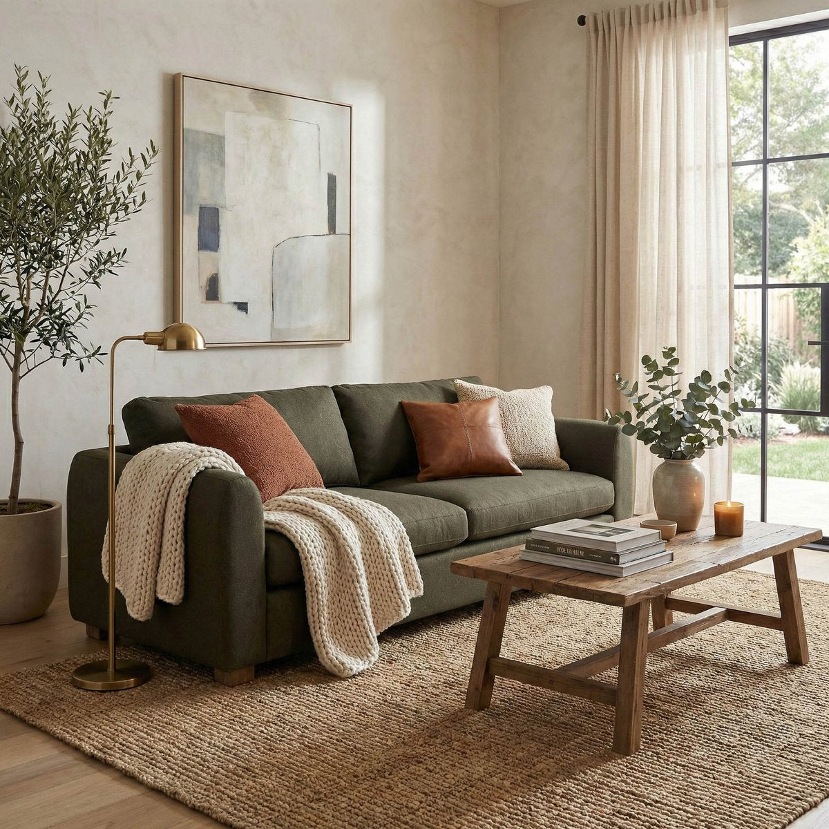 LH Home Noelle Green Fabric Sofa
