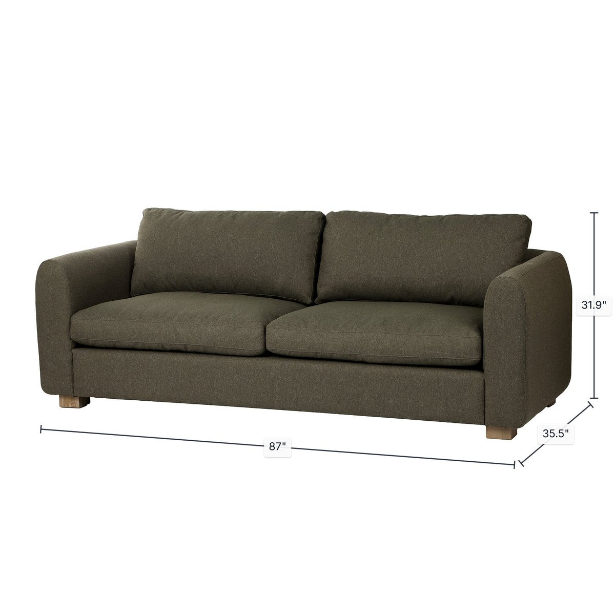 LH Home Noelle Green Fabric Sofa