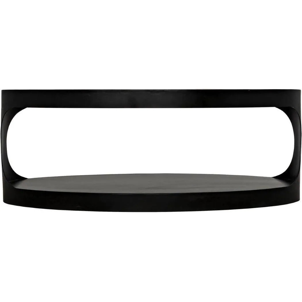 Noir Eclipse Oval Coffee Table Storage Industrial Steel