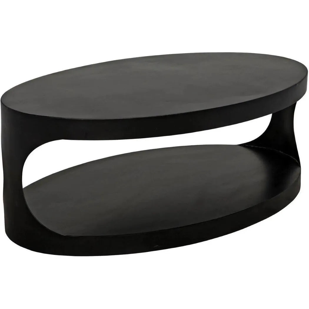 Noir Eclipse Oval Coffee Table Storage Industrial Steel