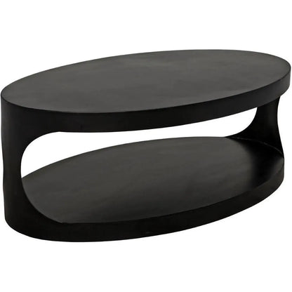 Noir Eclipse Oval Coffee Table Storage Industrial Steel