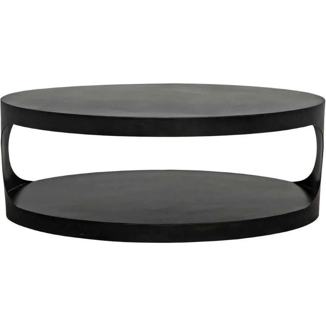 Noir Eclipse Oval Coffee Table Storage Industrial Steel