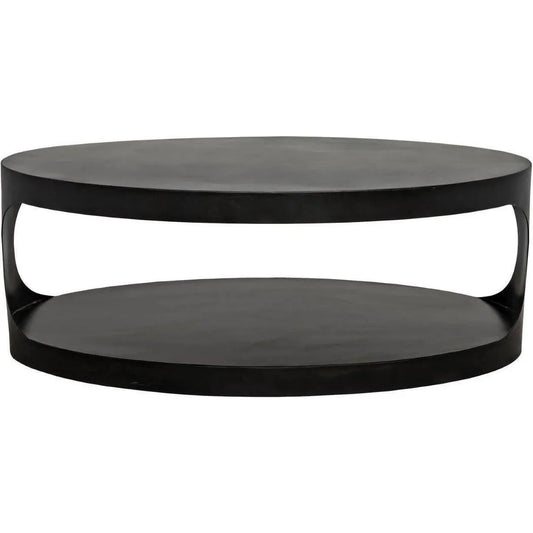 Noir Noir Eclipse Oval Coffee Table Storage Industrial Steel