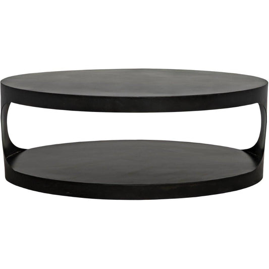 Noir Eclipse Oval Coffee Table With Storage Industrial Steel-Coffee Tables-Noir-Sideboards and Things