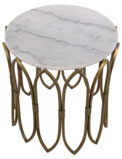 Nola Steel and Marble Round Side Table-Side Tables-Noir-Sideboards and Things