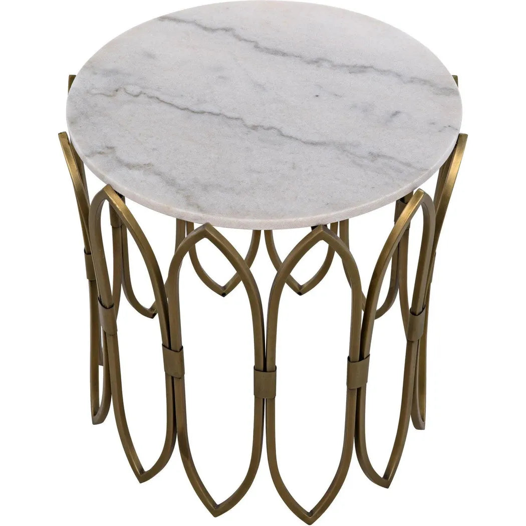 Nola Steel and Marble Round Side Table
