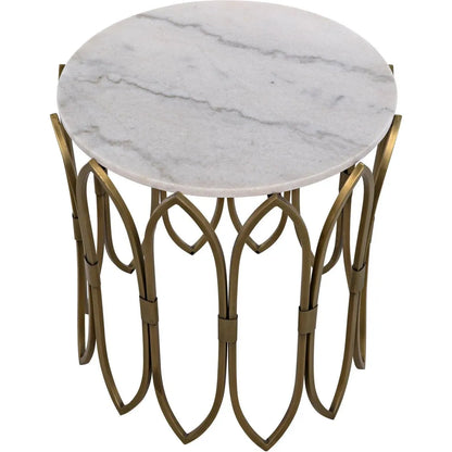 Nola Steel and Marble Round Side Table