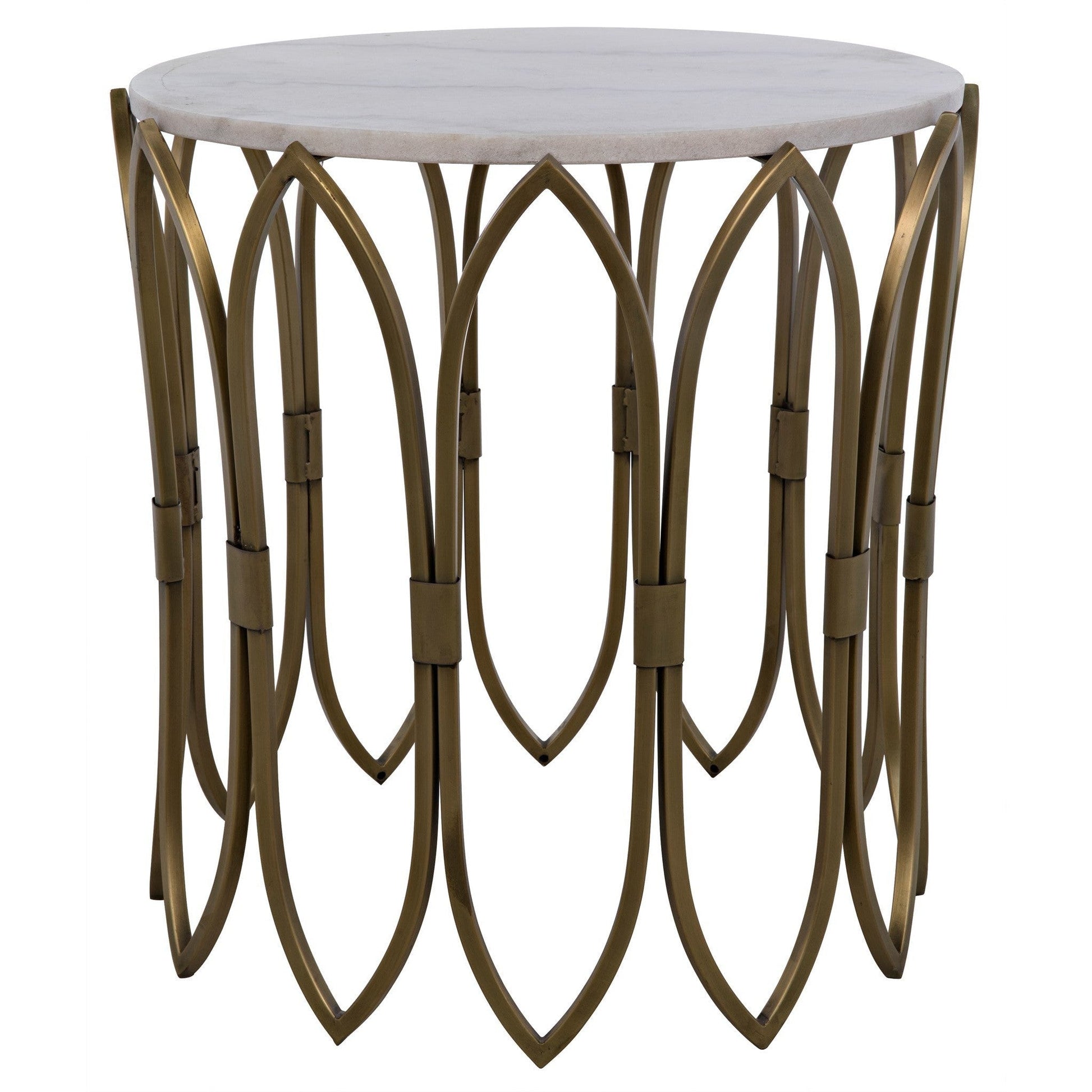 Nola Steel and Marble Round Side Table-Side Tables-Noir-Sideboards and Things