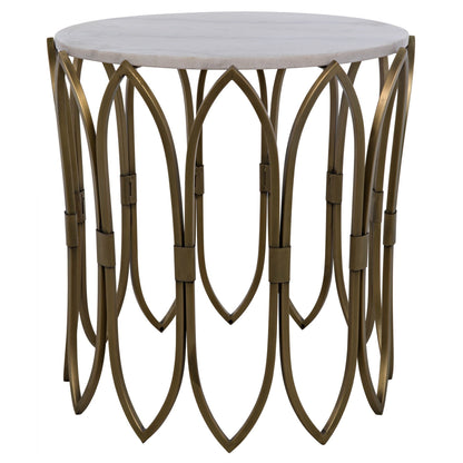 Nola Steel and Marble Round Side Table-Side Tables-Noir-Sideboards and Things