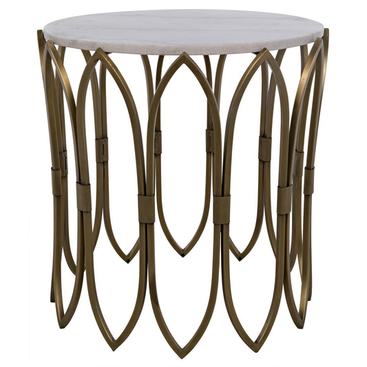 Nola Steel and Marble Round Side Table-Side Tables-Noir-Sideboards and Things