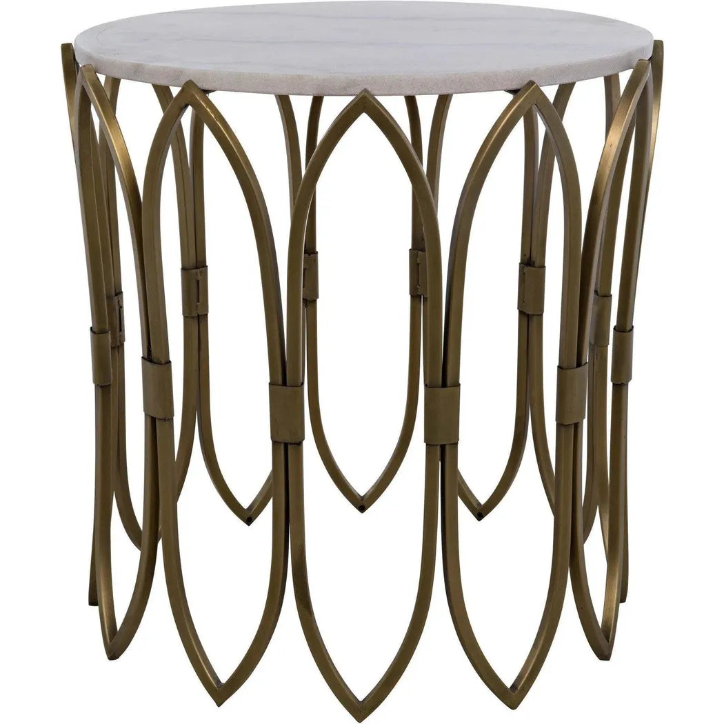 Nola Steel and Marble Round Side Table