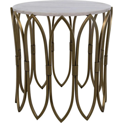Nola Steel and Marble Round Side Table