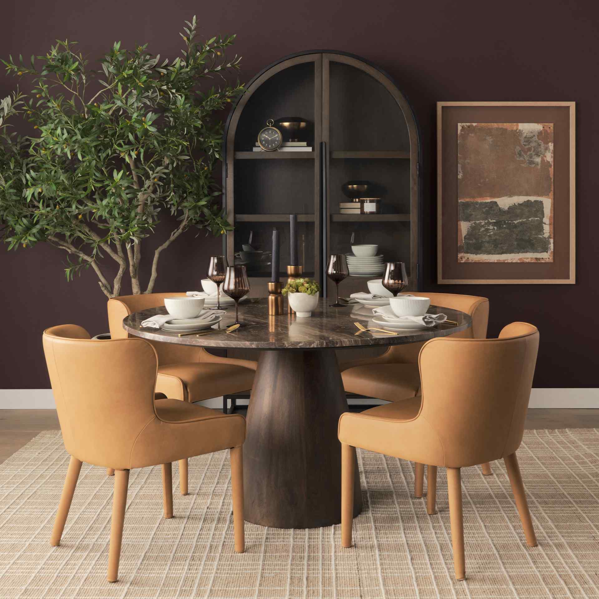 Mercana Nolan Slope Leather Armless Dining Chair 2PC
