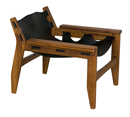 Nomo Chair, Teak with Leather-Accent Chairs-Noir-Sideboards and Things