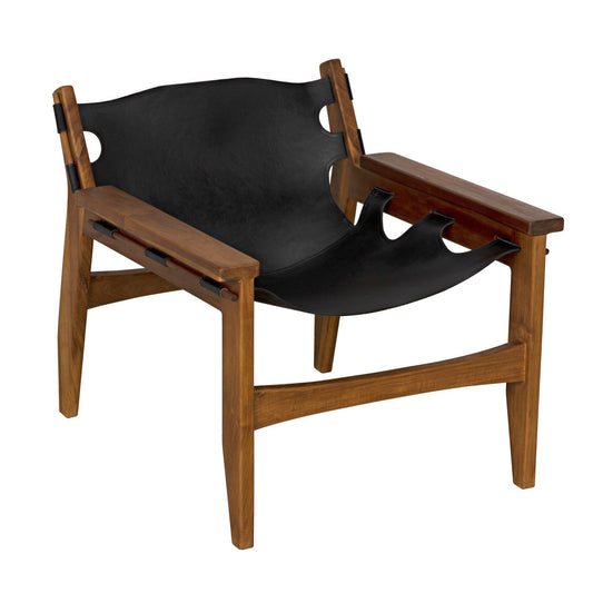 Nomo Chair, Teak with Leather-Accent Chairs-Noir-Sideboards and Things