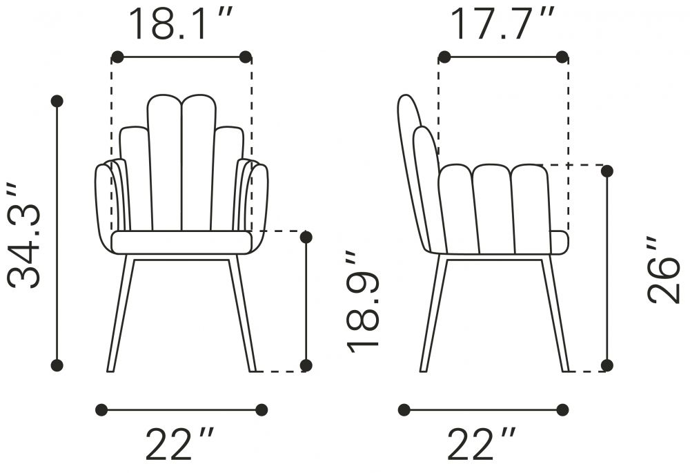 Zuo Modern Noosa Velvet Dining Chair 2PC