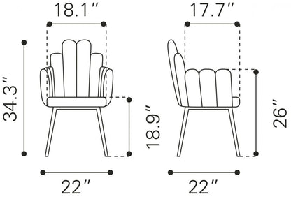 Zuo Modern Noosa Velvet Dining Chair 2PC