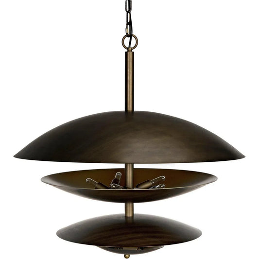 Noir Nora Chandelier, Metal with Aged Brass