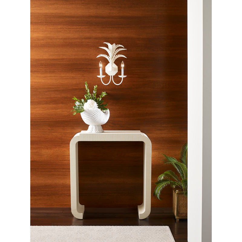 Wildwood Notched Grasscloth Covered Waterfall Console Table