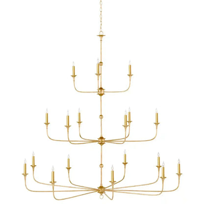 Nottaway Gold 18-Light Elegant Wrought Iron Chandelier