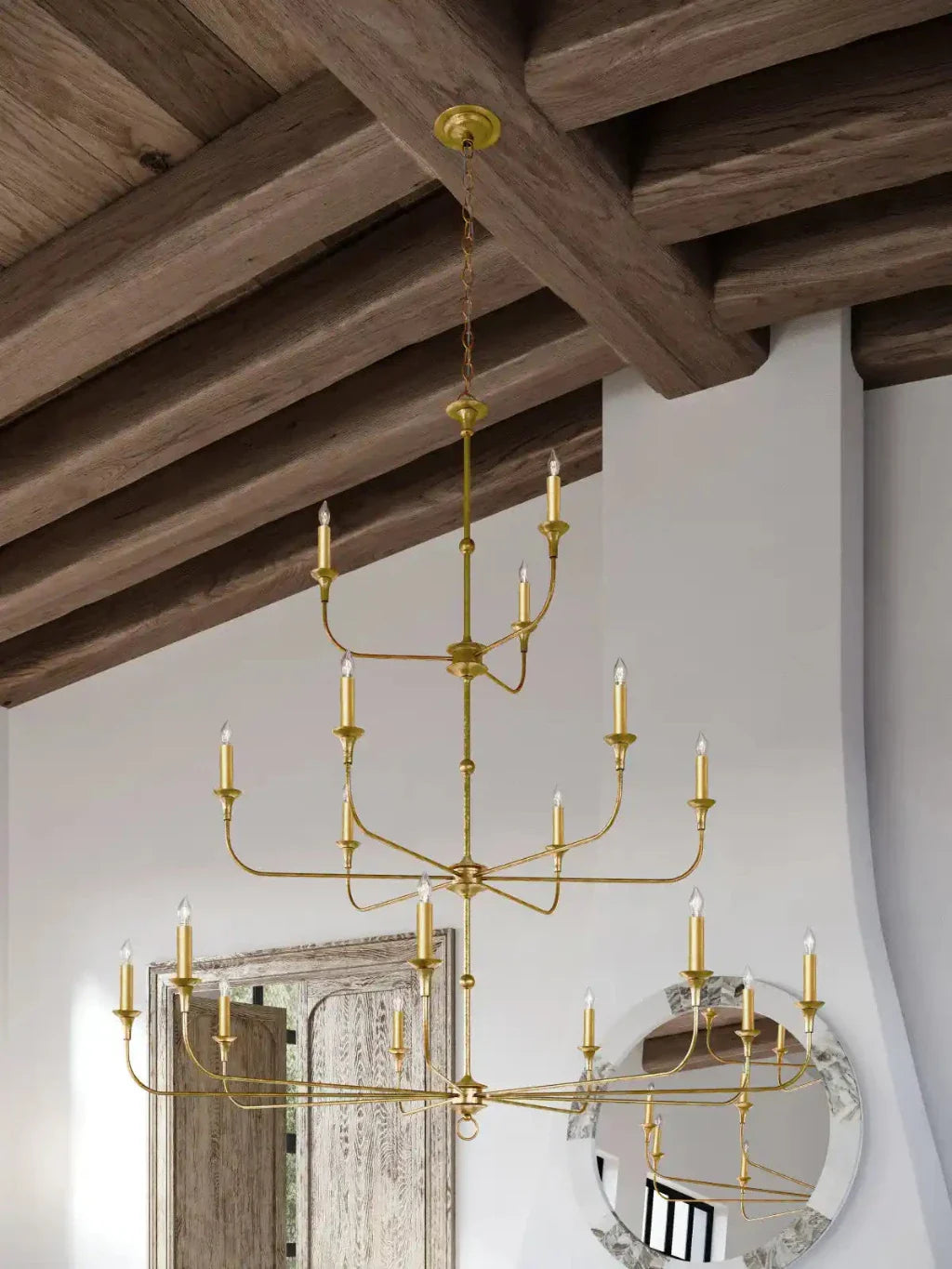 Nottaway Gold 18-Light Elegant Wrought Iron Chandelier