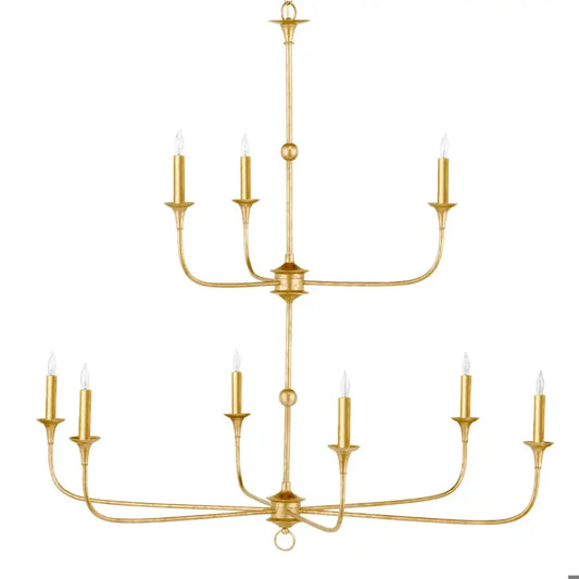 Nottaway Two-Tier Gold 9-Light Wrought Iron Chandelier