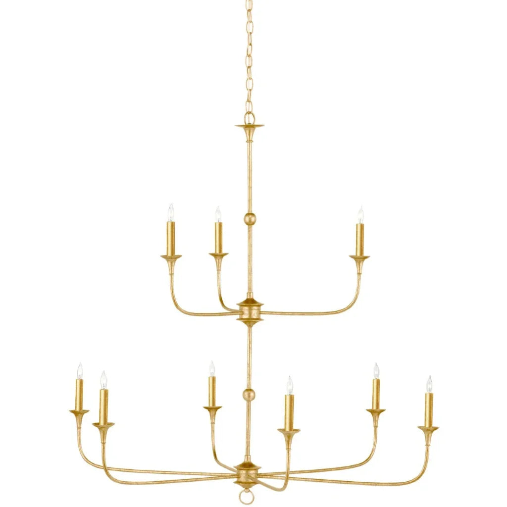 Nottaway Two-Tier Gold 9-Light Wrought Iron Chandelier