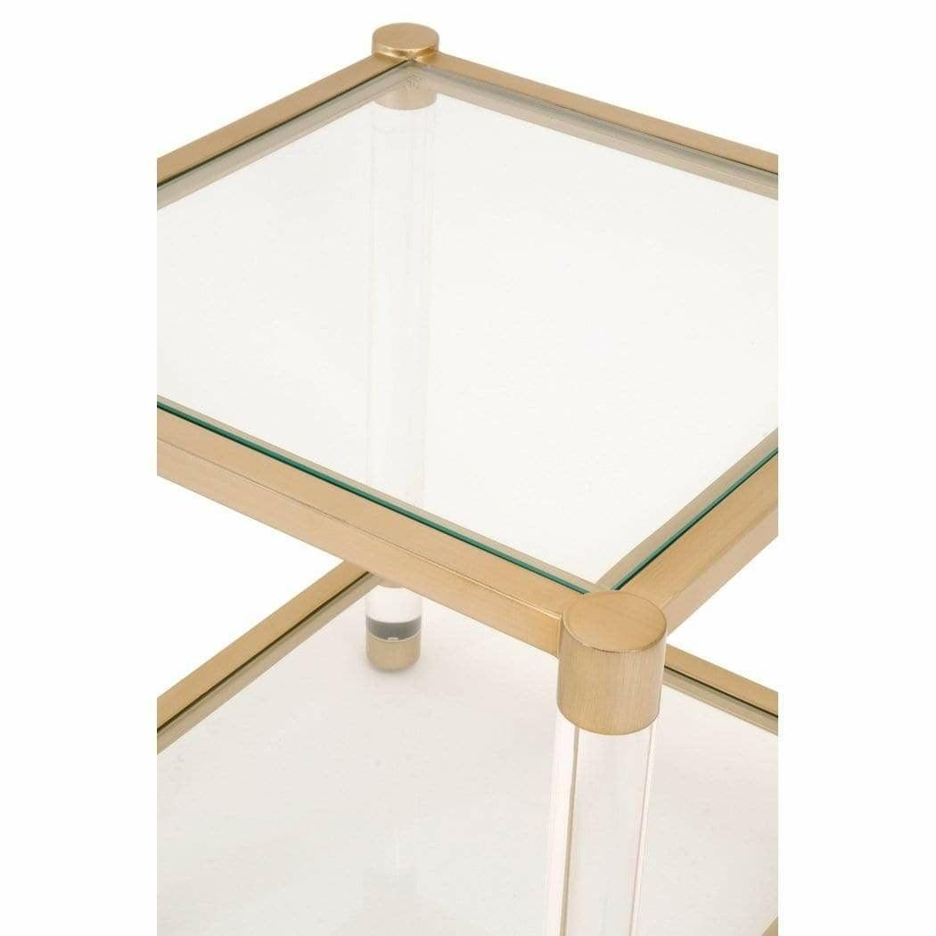 Nouveau End Table With Shelves Brushed Brass Lucite Glass Side Tables Sideboards and Things By Essentials For Living