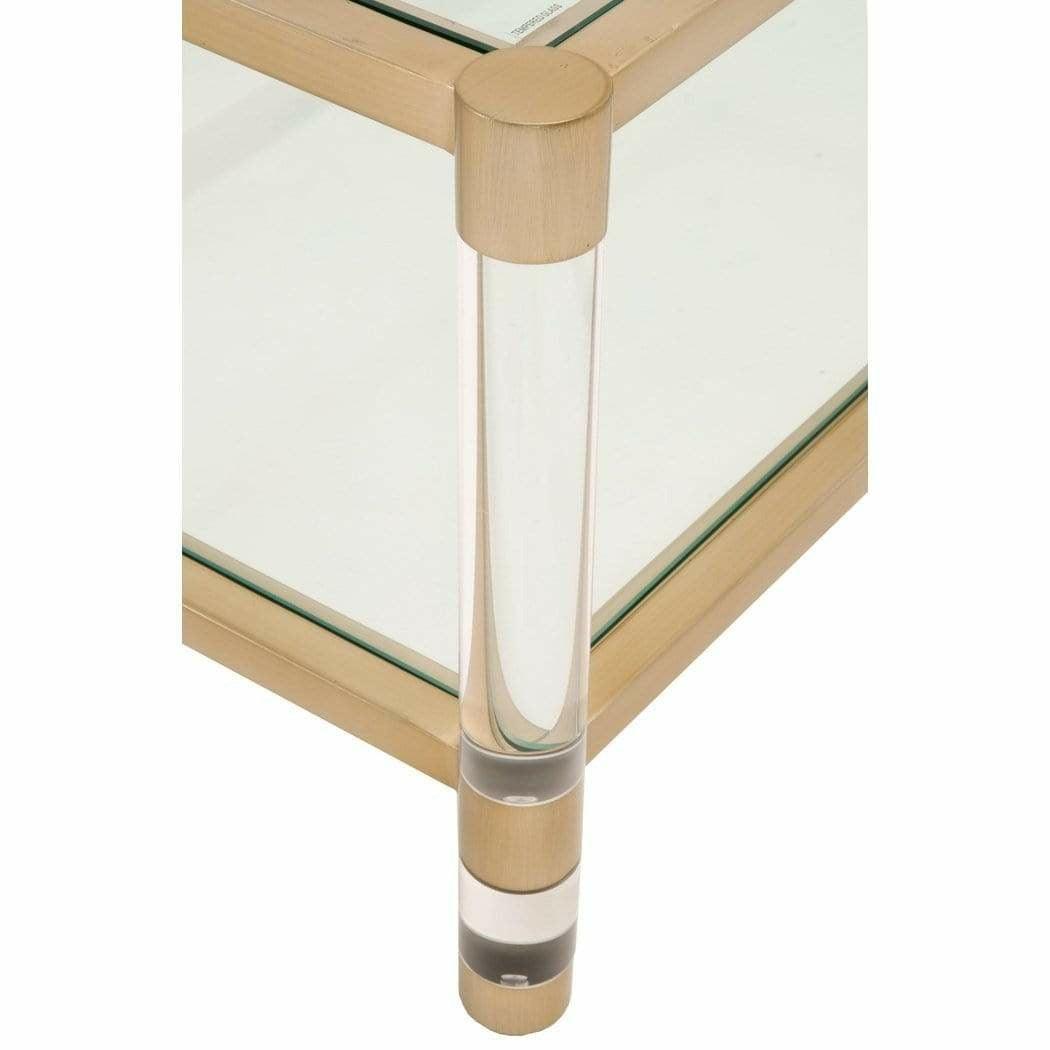 Nouveau End Table With Shelves Brushed Brass Lucite Glass Side Tables Sideboards and Things By Essentials For Living