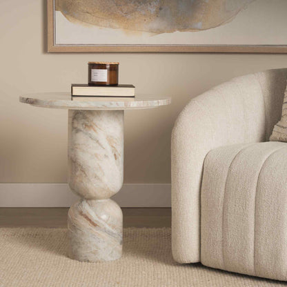 Mercana Nylah Solid Pink Marble Round Accent Table