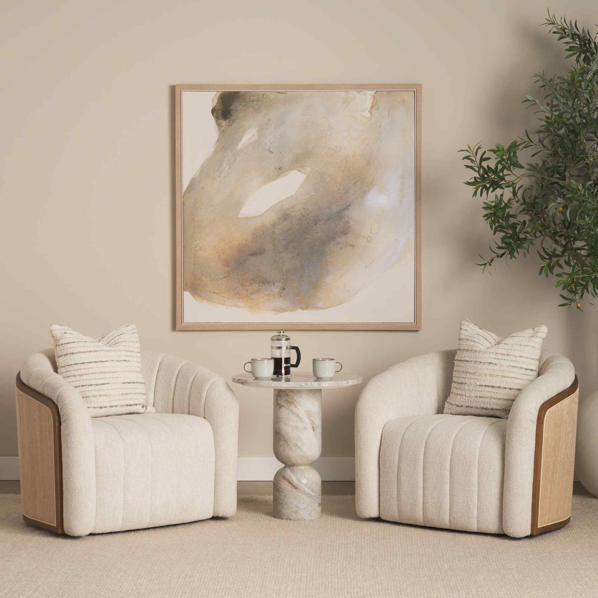 Mercana Nylah Solid Pink Marble Round Accent Table