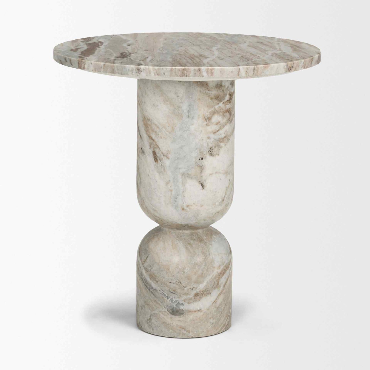 Mercana Nylah Solid Pink Marble Round Accent Table