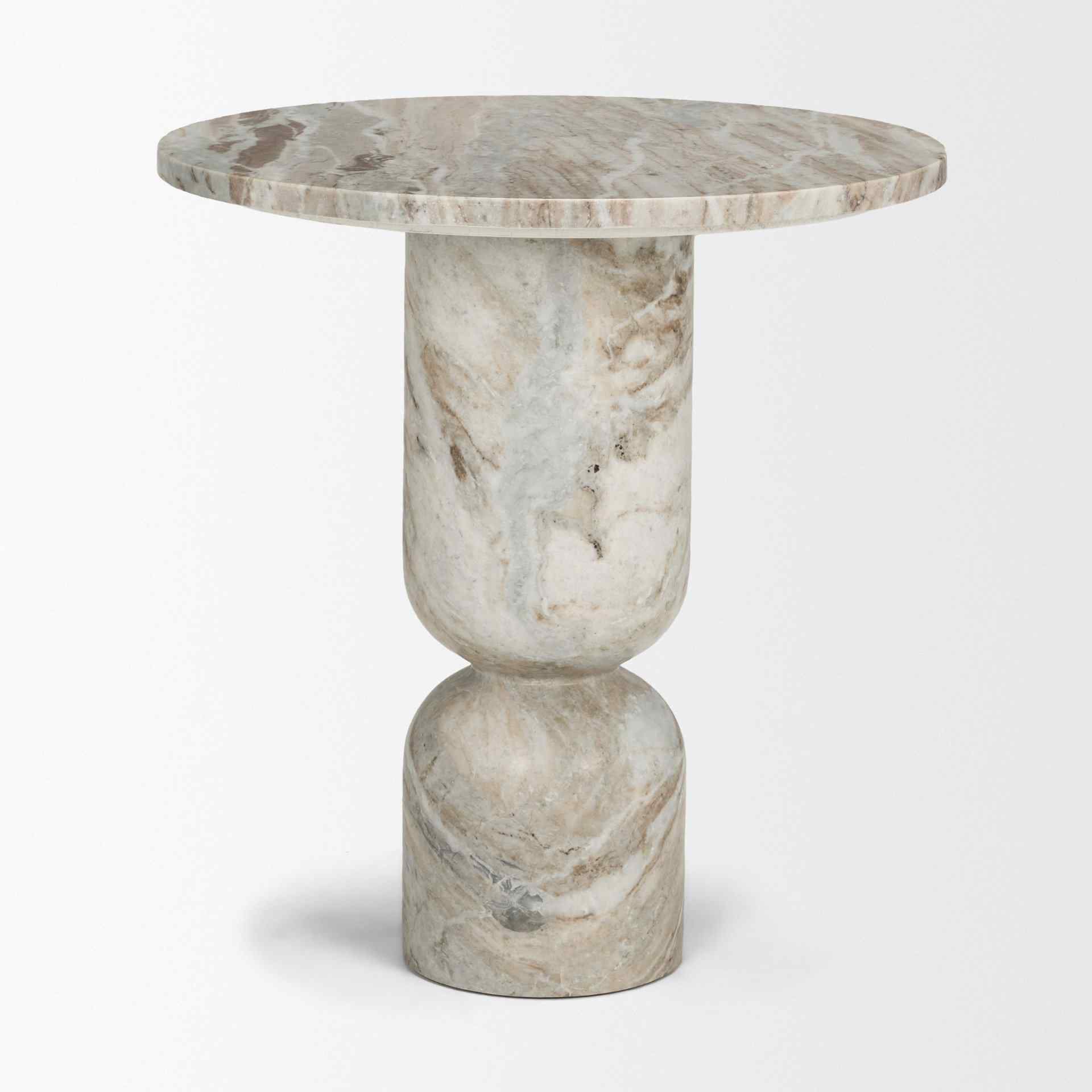 Mercana Nylah Solid Pink Marble Round Accent Table