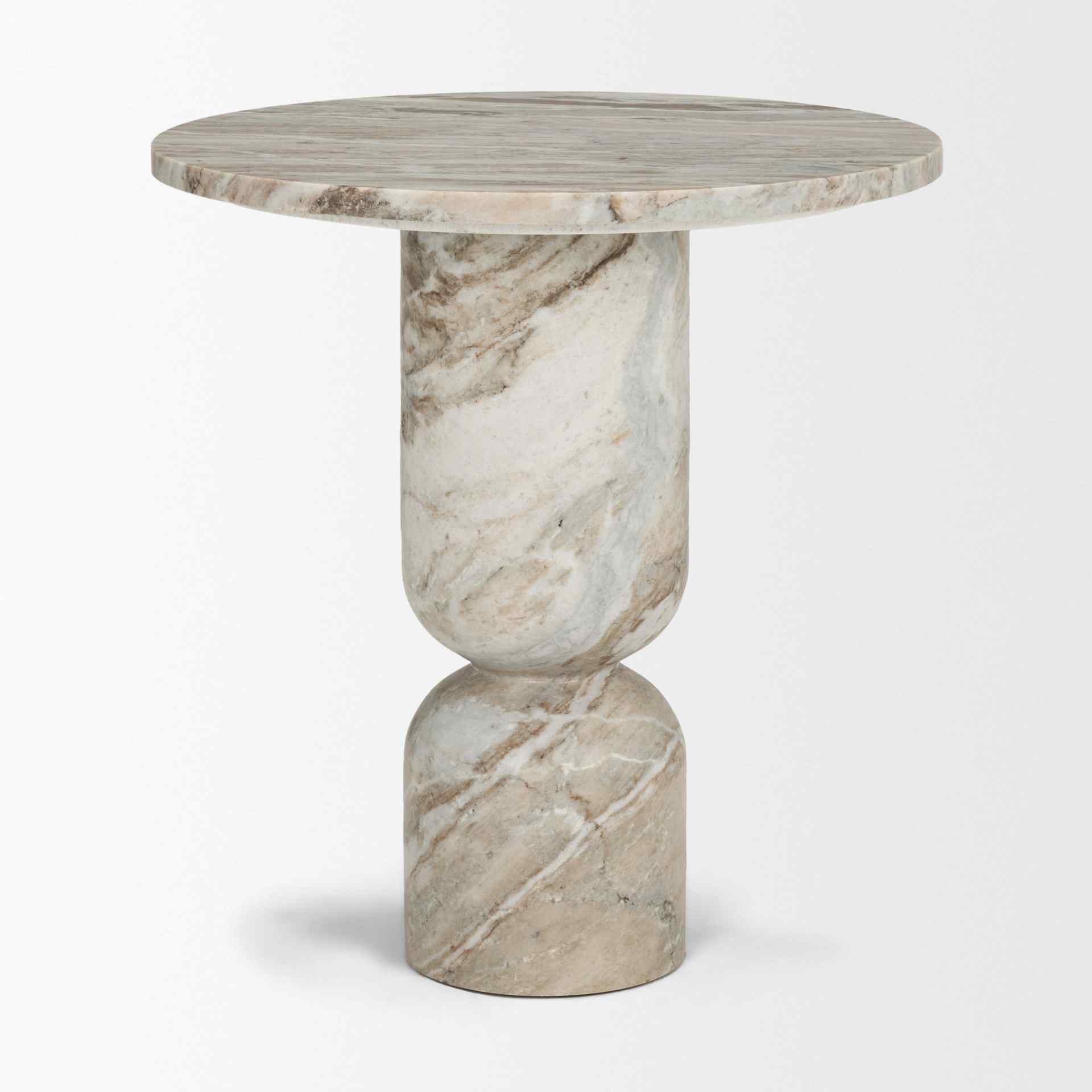 Mercana Nylah Solid Pink Marble Round Accent Table