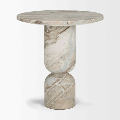 Mercana Nylah Solid Pink Marble Round Accent Table