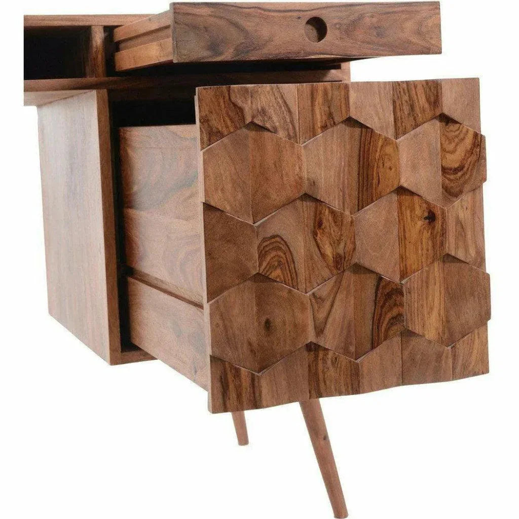 O2 Home Office Desk Brown Mid-Century-Home Office Desks-Moe's Home-LOOMLAN