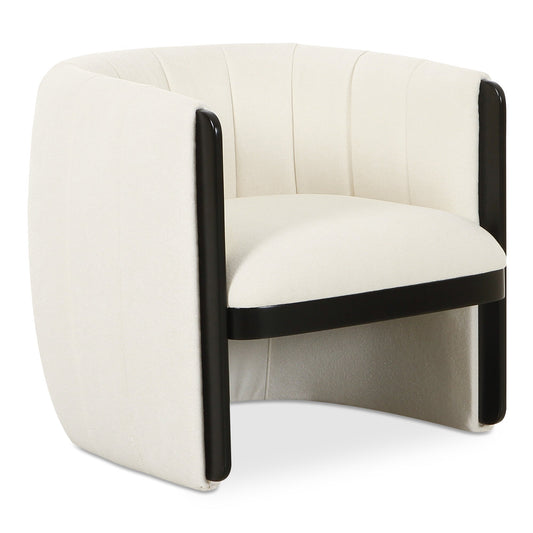 Francis Polyester and Solid Birch White Armless Accent Chair