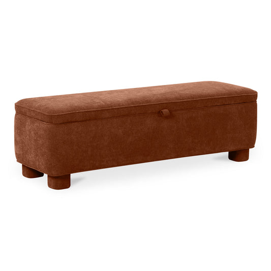 Ichigo Polyester and Wood Dark Red Storage Bench