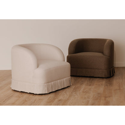 Maren Wood Beige Armless Swivel Chair