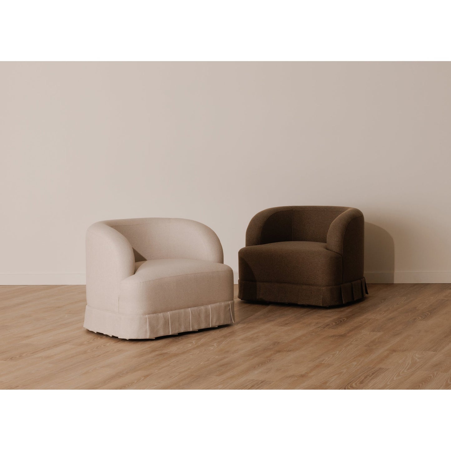 Maren Beige Pleat Design Swivel Chair
