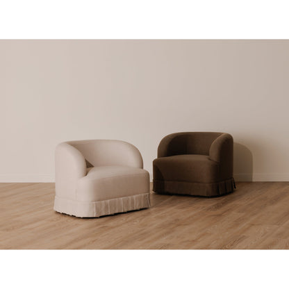 Maren Beige Pleat Design Swivel Chair