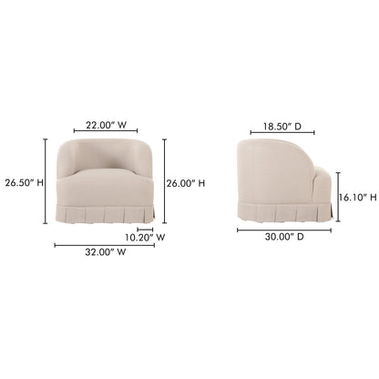 Maren Beige Pleat Design Swivel Chair