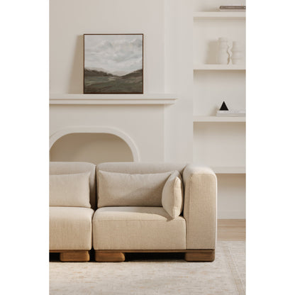 June Wood Beige Corner Chair